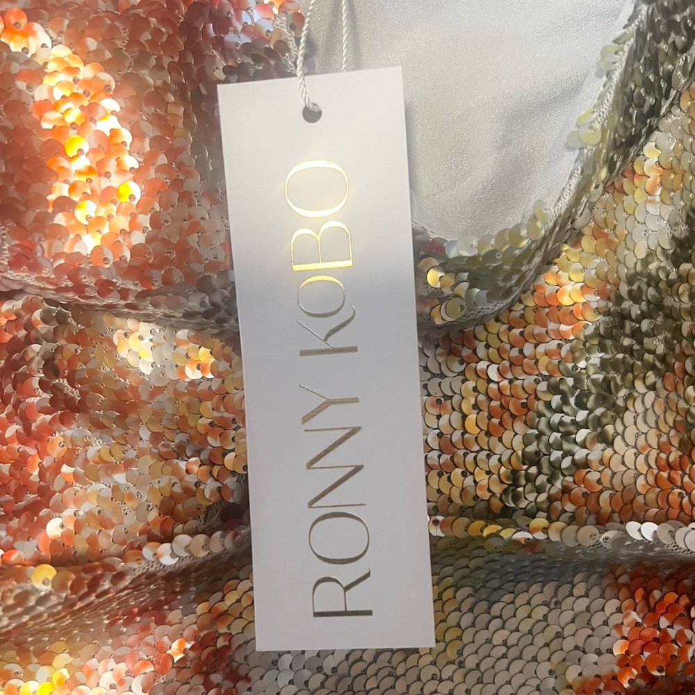 NWT RONNY KOBO MULTI COLOR ONE SHOULDER PUFF SLEEVE MINI DRESS SIZE M - Picture 6 of 9